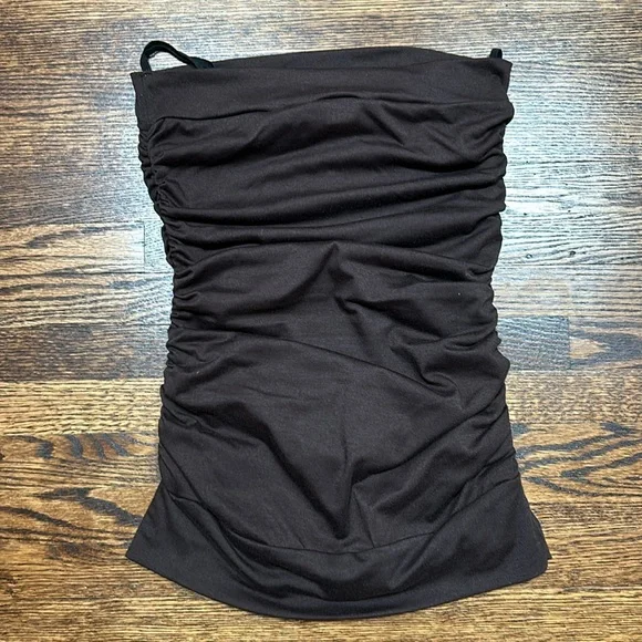 Brown Side Ruched Tube Top - Picture 9 of 12